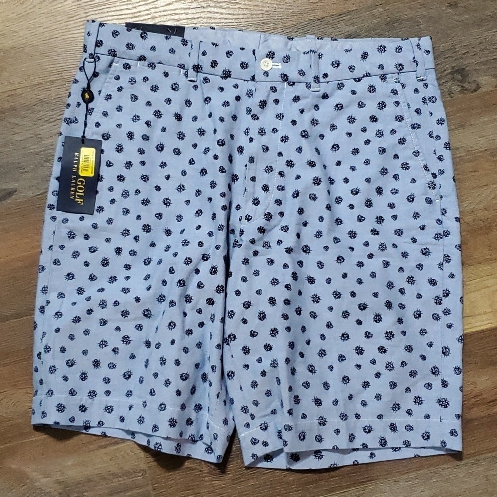 Polo Ralph Lauren golf nwt classic fit blue on blue beetle pattern shorts